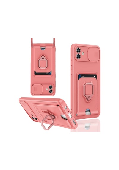 Samsung Galaxy Uyumlu A06 Kılıf Zuma Kartvizitli Yüzükl D7ef6 Pembe
