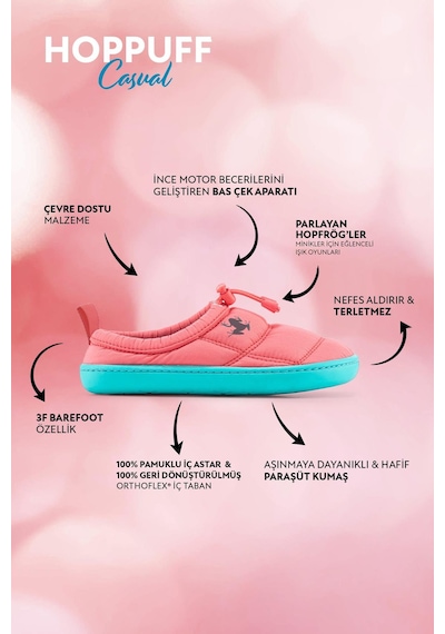Hoppuff Casual Dinamik Pembe Barefoot Çocuk Ayakkabı