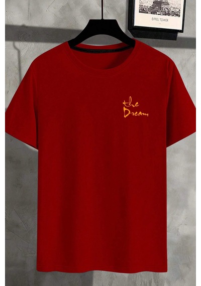 Unisex The Dream Baskılı Tasarım Tshirt Kırmızı