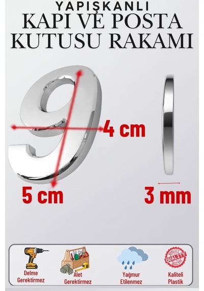 Krom Yapışkanlı Kapı Numarası 9 5 Cm / 50 Mm Küçük Boy Rakam Sayı - Daire, Posta Kutusu, Otel Oda No, Asansör, Kat Planı, Araç Model Ve Apartman İçi Dekoru İçin Kendinden Yapışkanlı Krom Numaratör 9 9 Krom Yapışkanlı Kapı Numarası 9 5 Cm / 50 Mm Küçük Boy Rakam Sayı - Daire, Posta Kutusu, Otel Oda No, Asansör, Kat Planı, Araç Model Ve Apartman İçi Dekoru İçin Kendinden Yapışkanlı Krom Numaratör 9 9