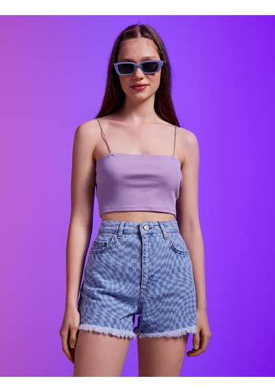 Koton İnce Askılı Crop Atlet Lila 2sal30278ık 2SAL30278IK371 Lila
