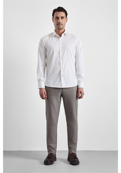 Süvari Bej Slim Klasik Yaka Casual Gömlek Gm1008400365-bj3