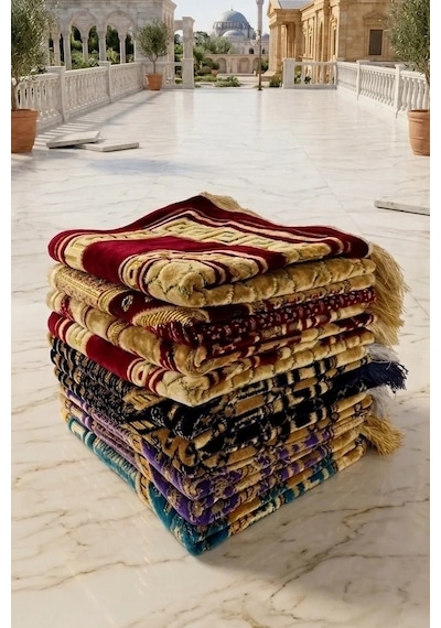 10 Adet Kadife Seccade Karışık Renkli 70cmx110cm 400gr Hac Ve Umre Çok Renkli