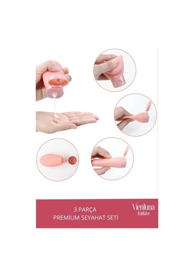 Premium Ürün Özel Çantalı Taşınabilir Tatil Seyahat Plaj Deniz Makyaj Krem Sprey Banyo Seti 3 Parça