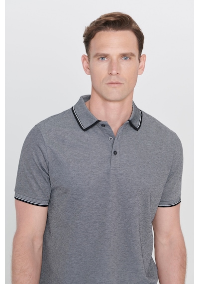 Ac&Co / Altınyıldız Classics 4A4820200047Syh3XL Düğmeli Polo Yaka Cepsiz Slim Fit Erkek Tişört Siyah