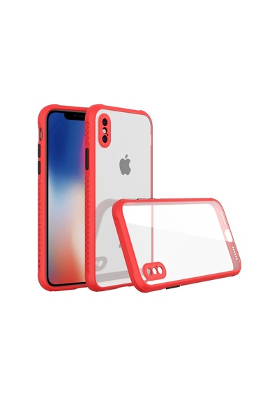 Ilkeshop Newface Apple iPhone Uyumlu Xs Max Kılıf Miami Şeffaf Silikon - Kırmızı