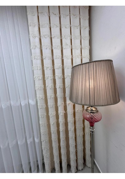 Nivemeshome Arven Ekru 1/3 Pileli Fon Perde Apm 90x270