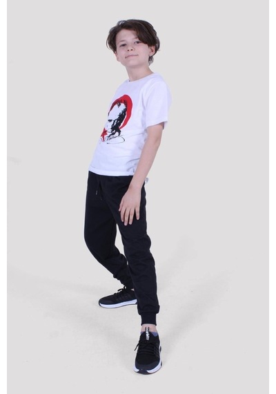 Atatürk Ve Imza Baskılı Ay Yıldız Desenli Uzun Kol Unisex Kırmızı-beyaz Takım Kırmızı - Beyaz