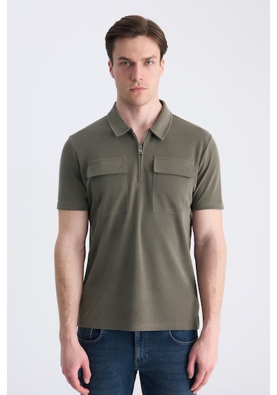 Twn Slim Fit Haki Düz Modal T-shirt 4ec1459811112 H01