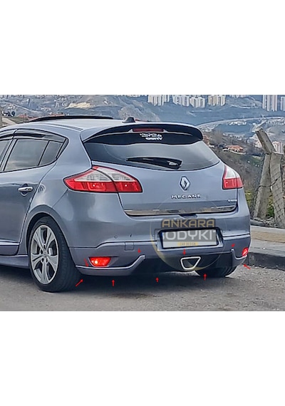 Megane 3 Hb - Arka Tampon Eki - Plastik - Parlak Siyah