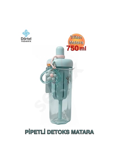 H2o Pipetli Tritan  Matara - 750ml Turkuaz