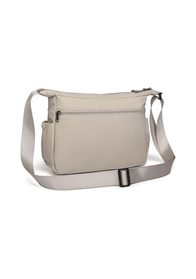 Smart Bags Hafif Kumaş Orta Boy Çok Cepli Kadın Postacı Çapraz Çanta Bej