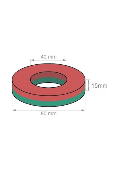 Mıknatıs, 80X40X15 Büyük Ferrit Halka Seramik Mıknatıs Magnet N11.39613