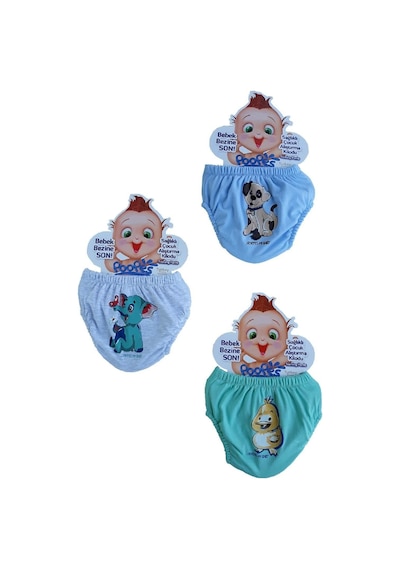 Minik Kuşlar Temalı Erkek Bebek 3'lü Alıştırma Külodu