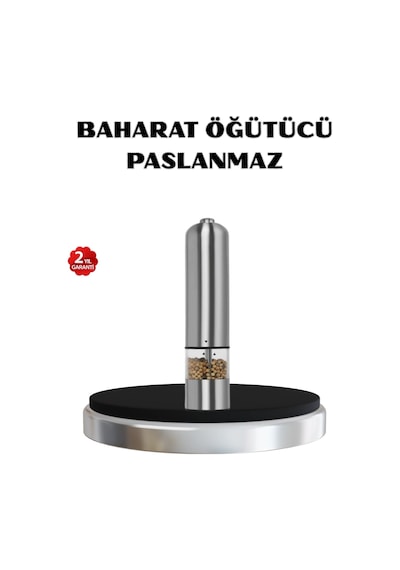 Modern Otomatik Baharat Öğütücü Seti Pilli, Paslanmaz Çelik, Led Aydınlatmalı
