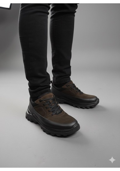 Komcero Bağcıklı Kat Deri Havuz Model Outdoor Taban Erkek Casual Ayakkabı K3256-25283 Siyah Kahve