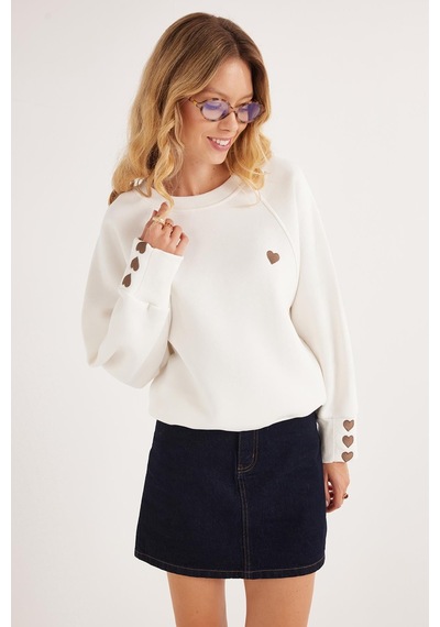 Tudors Kadın Regular Fit Klasik Kesim %100 Pamuk Baskılı Bisiklet Yaka Beyaz Sweatshirt-36933 Tudors Kadın Regular Fit Klasik Kesim %100 Pamuk Baskılı Bisiklet Yaka Beyaz Sweatshirt-36933