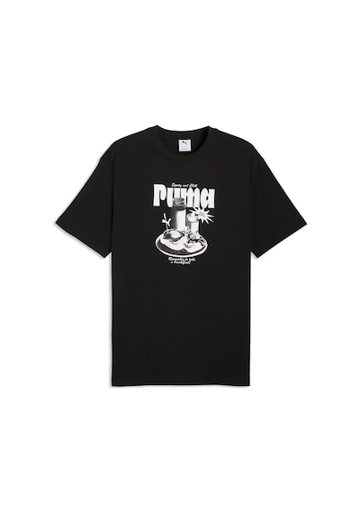 Puma Graphıc Breakfast Erkek Geniş Kesim Tişört 634432 01 Siyah