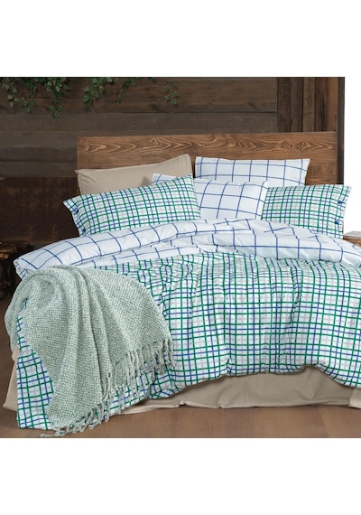 Mayon King Size Battal Boy %100 Pamuk Flanel Pazen Nevresim Takımı Mavi MAVI