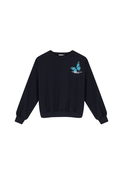 Kadın Kelebek Baskılı Oversıze 2iplik Sweatshırt 69280 001