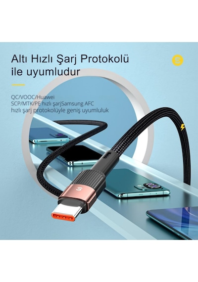 Essager 3 Metre 7a 66w Usb To Type-c Süper Hızlı Şarj Ve Data Kablosu,süper Dayanıklı Akım Ve Isı Korumalı
