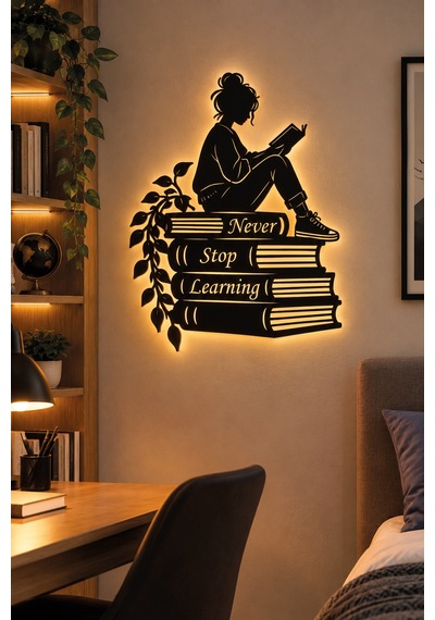 Led Işıklı Tablo Kitap Okuyan Kız Dekoratif Duvar Tablosu Never Stop Learning Kitap Temalı Dekoratif Sarı - 932543327 Sarı Led Işıklı Tablo Kitap Okuyan Kız Dekoratif Duvar Tablosu Never Stop Learning Kitap Temalı Dekoratif Sarı - 932543327 Sarı