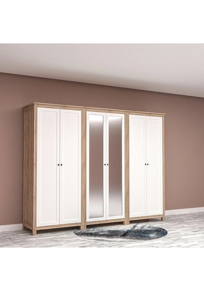 Midyum 6 Kapılı Gardrop Mdf Sis Gri Midyum 6 Kapılı Gardrop Mdf Sis Gri
