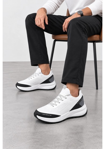 Ht Hotin Cipher Erkek Bağcıklı Günlük Sneaker Spor Ayakkabı Beyaz-siyah