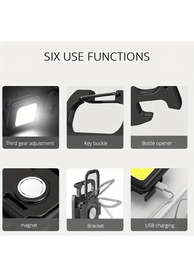 Powerex Mini Metal Kamp Feneri Çok Amaçlı 500 Lümen Usb Şarj Siyah