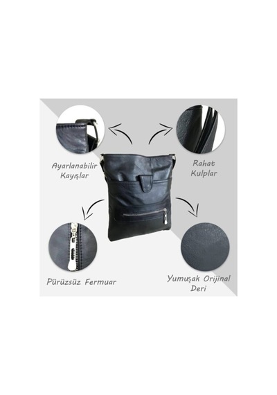 Bag Ard Bagard Hakiki Deri Crossbody Postacı Çanta 4005heybefermuarlı Siyah