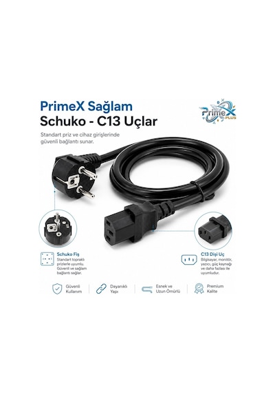 Primex Px-p450 5 Metre Lüx Power Kablosu, 3x1.5mm Kalın Psu Mining Power Kablo 5 Metre