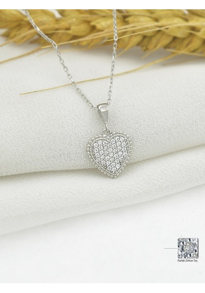 Brezza Lusso Jewelry Timeless Series Zirkon Taşlı Gümüş Sonsuz Kalp Aşk Kolyesi Gümüş
