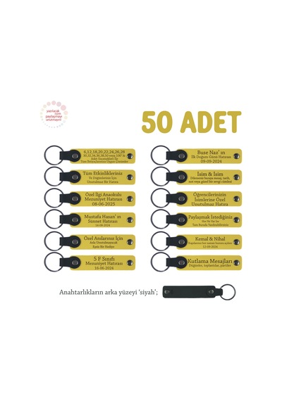 Sarı & Siyah, Yurtdışı Dil Kampı Katılımcılarına, 50 Li Set, Kişiselleştirilebilir Deri Hatıra