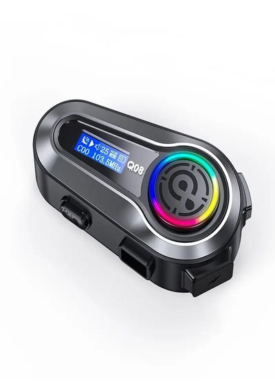 Q008 Lcd Fm Radio Eq Ses Ipx6 Su Geçirmez Rgb Işıklı Bluetooth Motosiklet Kask Kulaklığı