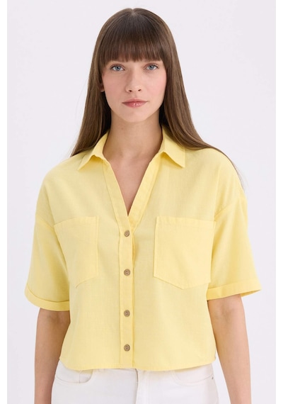 DeFacto Boxy Fit Basic Düz Kısa Kollu Gömlek V2523AZ25SPYL118