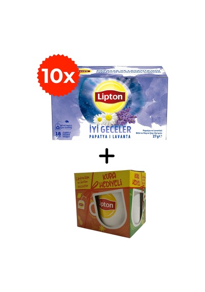 Lipton İyi Geceler Papatya Ve Lavanta Bitki Ve Meyve Çayı Karışımı 18li X 10 Adet+hediye Lipton Kupa