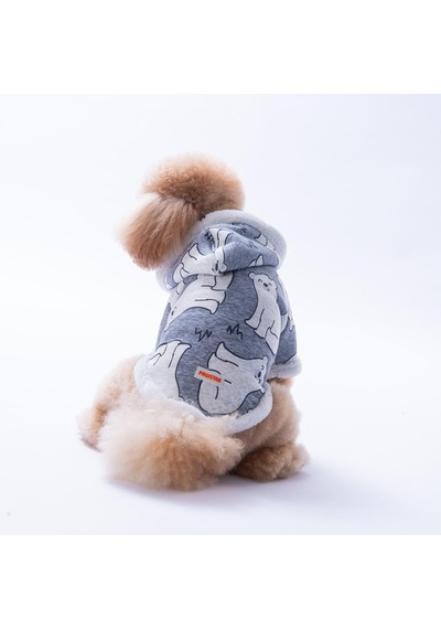 Barrow Frost Kutup Ayısı Desenli Köpek Ceketi Kalın Peluş Köpek Kıyafeti Kedi Kıyafeti