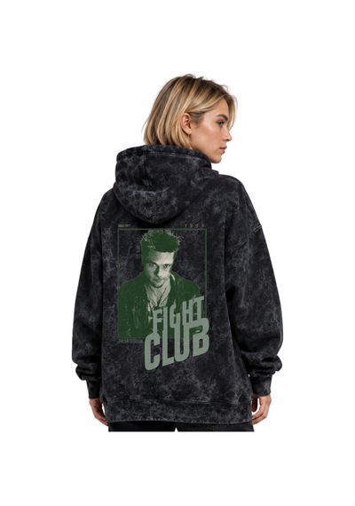 Sevbano Fight Club Tyler Durden Film Baskılı Unisex Oversize Yıkamalı Pre Siyah