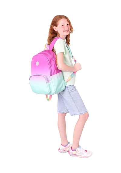 Kaukko Rainbow Kız Çocuk Üç Bölmeli İlkokul Ve Ortaokul Çantası - Pembe Yeşil Renk Geçişli - K1798 Pembe - Yeşil