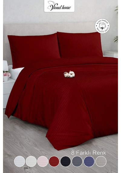 Çift Kişilik %100 Pamuk Saten Nevresim Seti Premium Seri 8 Renk Seçeneği 200x220 Bordo