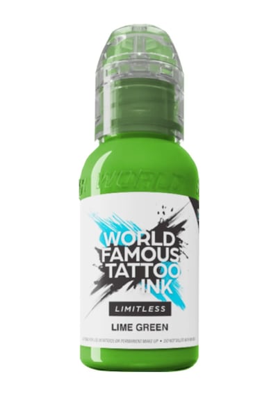 World Famous Limitless Lime Green Dövme Boyası 30ml Yoğun Lime Yeşili Profesyonel Tattoo Ink