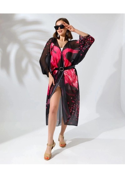 Freedom Store Kadın Rahat Kesim Şifon Kimono - Siyah