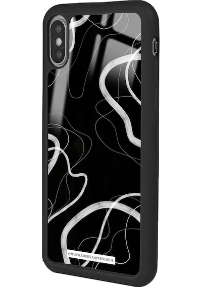 Apple Uyumlu iPhone X - Xs Black Wave Tasarımlı Glossy Telefon Kılıfı Siyah