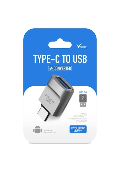 Powerway Type-c To Usb 3.0 Yüksek Hızlı Veri Aktarımı Otg Çevirici Dönüştürücü Adaptör