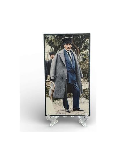 Atatürk Masaüstü Ahşap Tablo - Kabartmalı Baskı Şık Hediyelik 9x16 Cm No 1 Çok Renkli