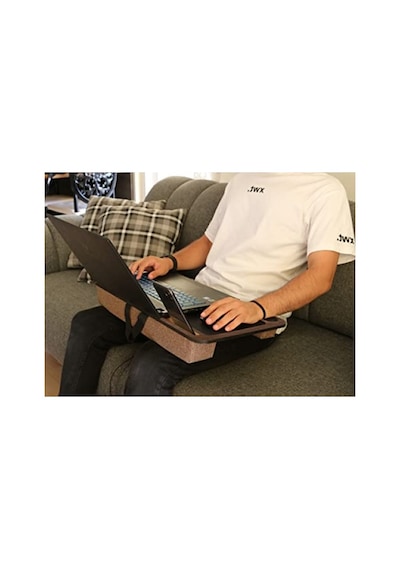 Minderli Laptop Sehpası - Telefon Ve Tablet Bölmeli Çalışma Masası, Antik Meşe Renk