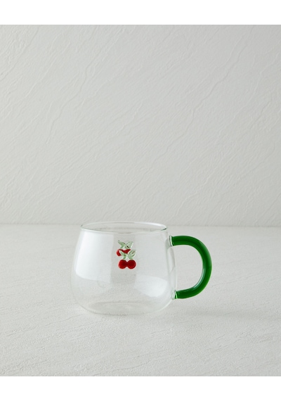 English Home Cherry Borosilikat Cam Kupa 400 Ml Kırmızı - Yeşil