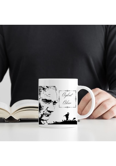 Kişiye Özel Atatürk Silüetli İsimli Kupa Bardak Beyaz