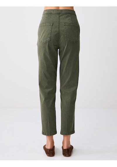 Jimmy Key Haki Yandan Cepli Yüksek Bel Normal Paça Dokuma Pantolon 6sw185481310