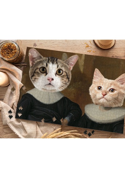 Bk Gift Evcil Dostlara Özel 1000 Parça Profesyonel Puzzle, 2'li Evcil Dost Portre, Evcil Hayvan Puzzle-1